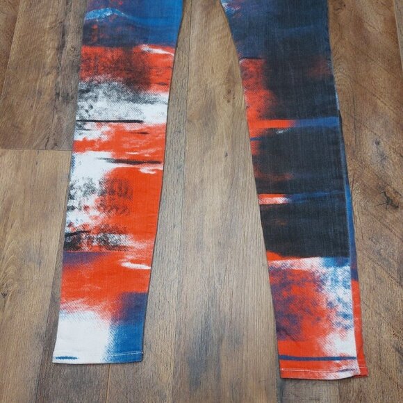 HUDSON Junior Women 24 “Nico” Mid-Rise Super Skinny Jegging Jeans Red White Blue - Picture 16 of 16